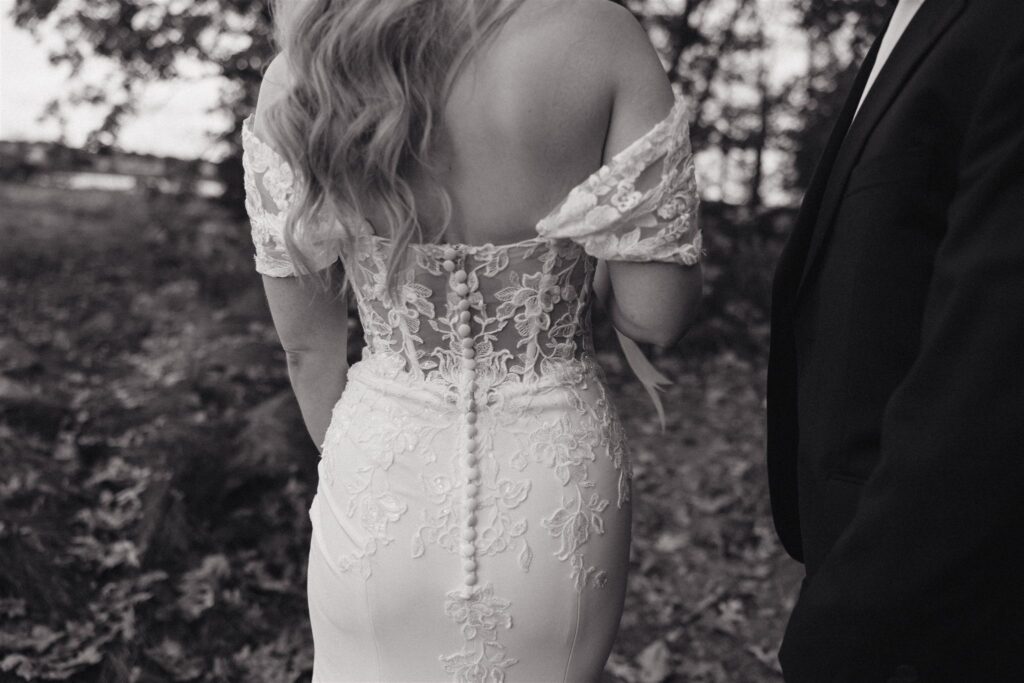detail photo of the beautiful brides unique dress