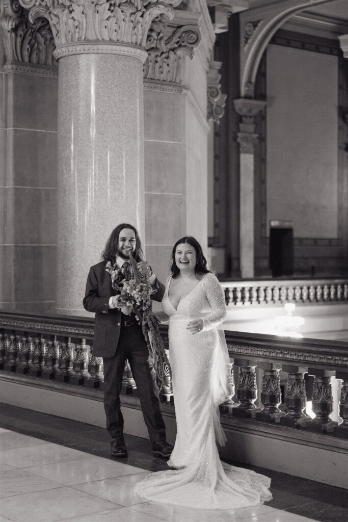 bride and groom celebrate as they are officially married!