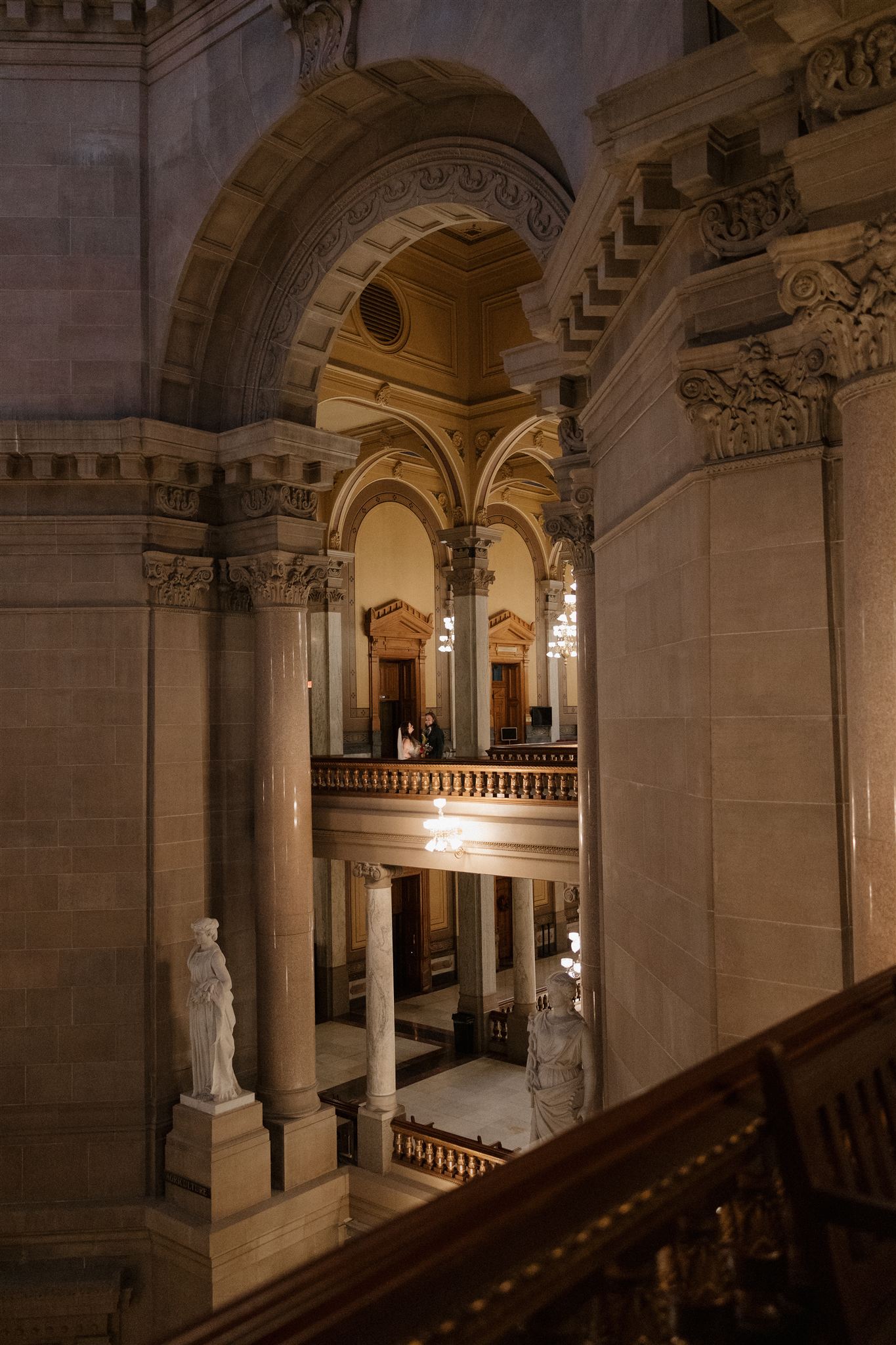 couple have their intimate and unique elopement ceremony in the Indiana statehouse 