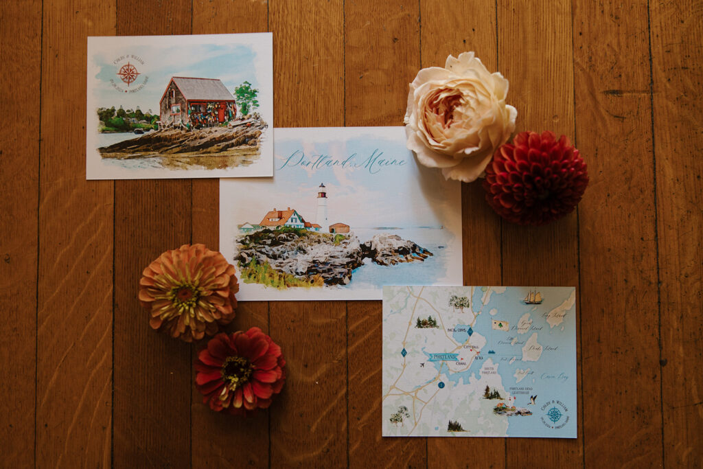 Flat lay by Portland, ME wedding photographer Erica Warren