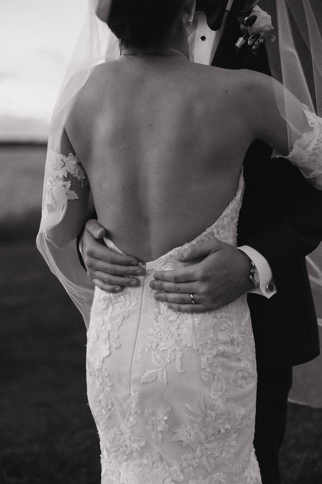 Sunset bride and groom portraits at Oceancliff wedding venue in Rhode Island