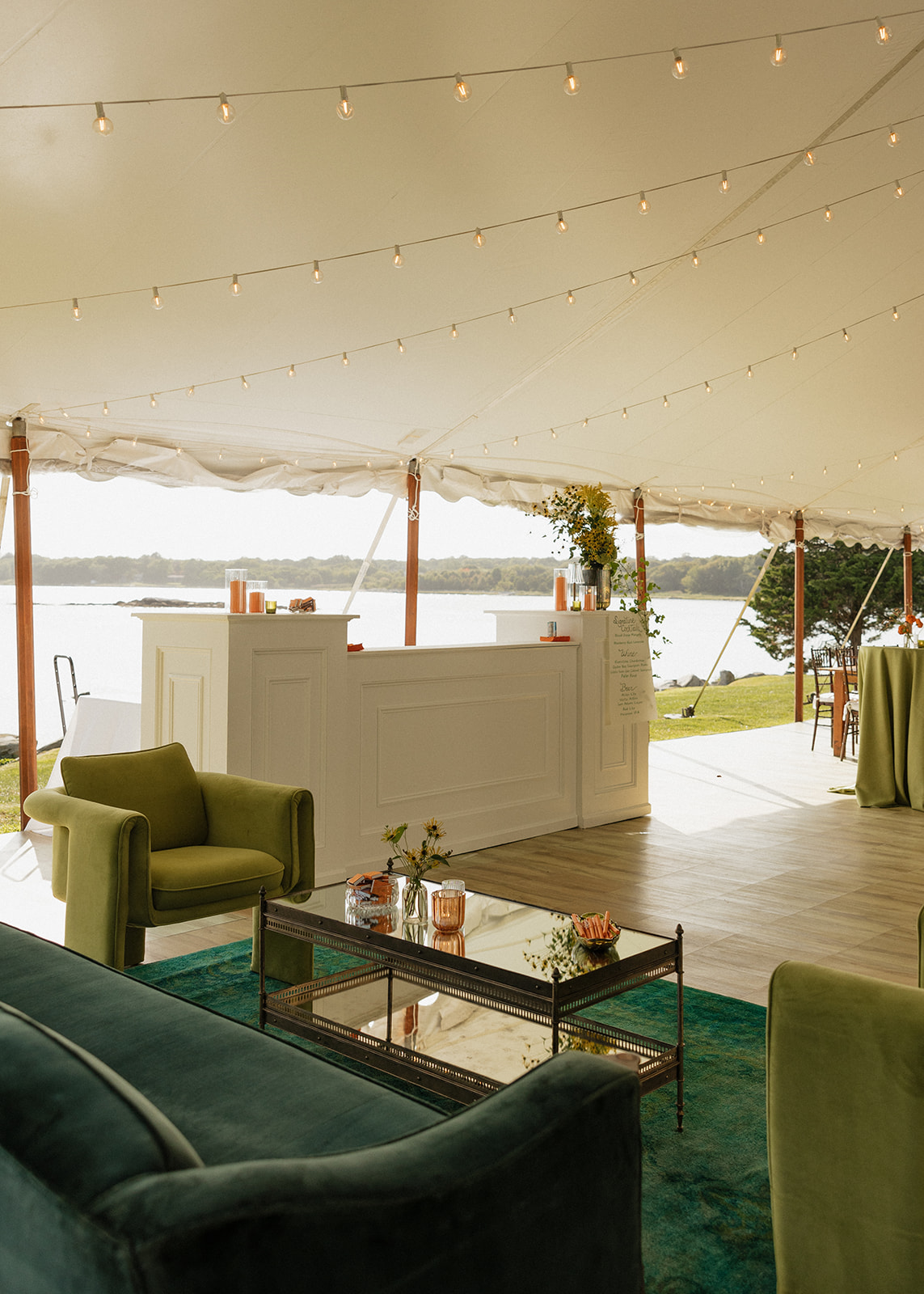 stunning wedding reception area sits ready for the classy party