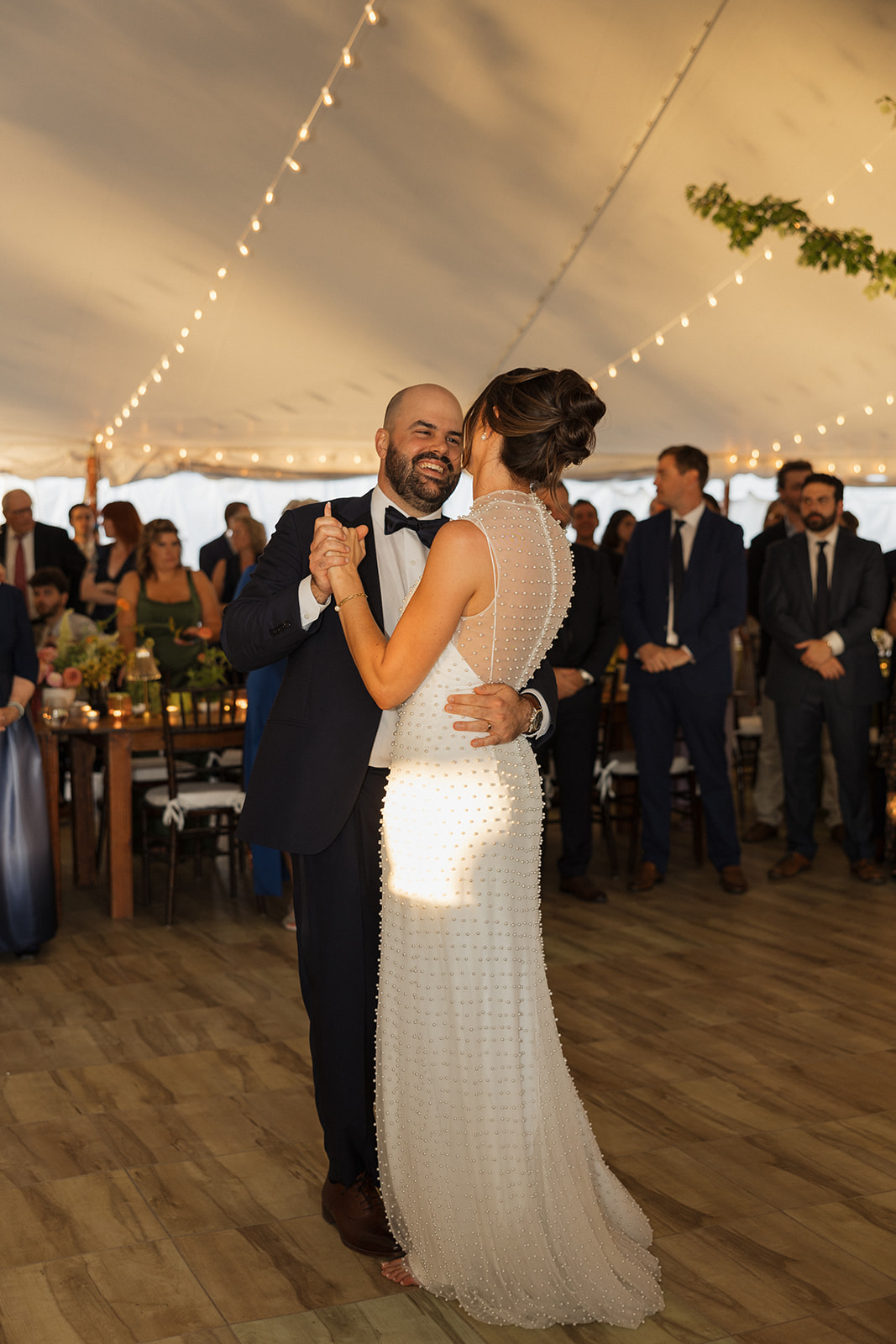 bride and groom share a first dance at mount hope farm 