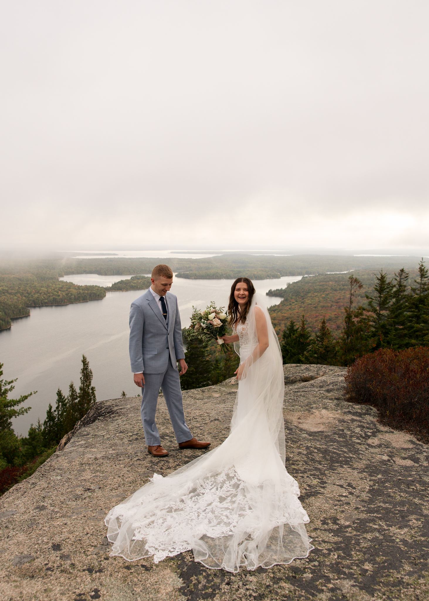 stunning documentary style private vow readings before a dreamy otter point acadia wedding day