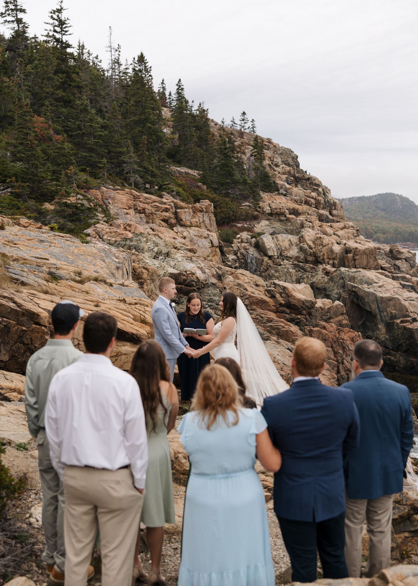 intimate wedding ceremony at otter point acadia in the North East