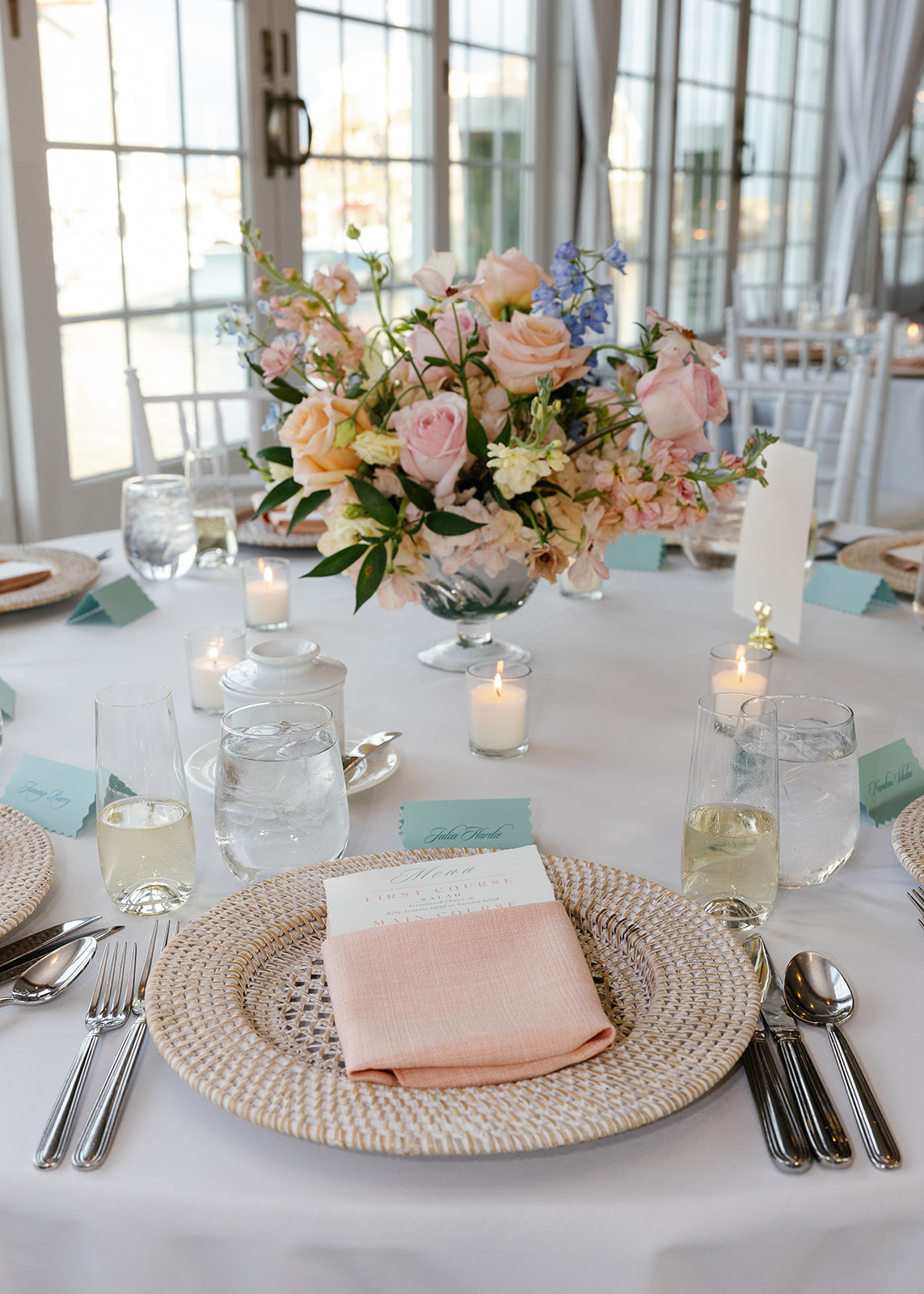 coastal airy wedding reception vibes are the perfect touch on the East Coast