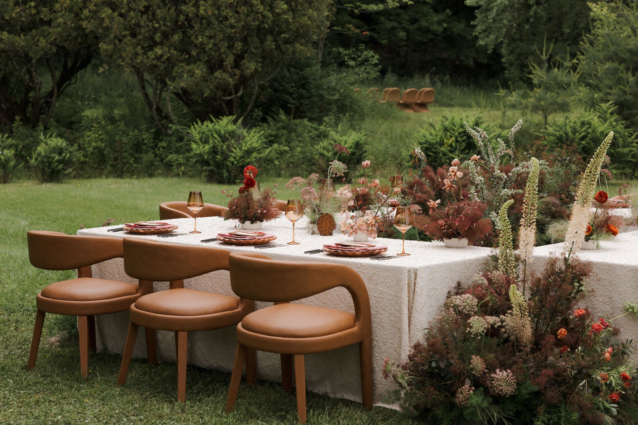 outdoor wedding reception is a perfect example of how to style an intimate wedding!