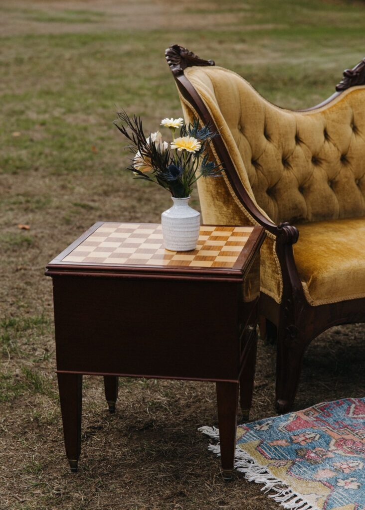 Unique intimate outdoor wedding reception set up is a great example of a unique style for an intimate wedding that fits your day!